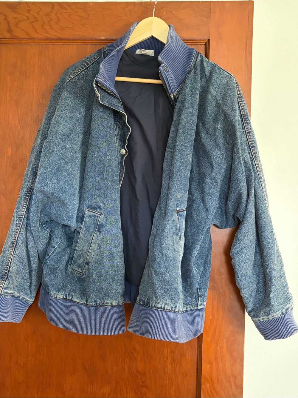 Women’s Blue Denim Bomber Jacket